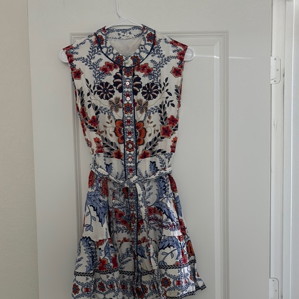 Floral Blue and White Midi Dress